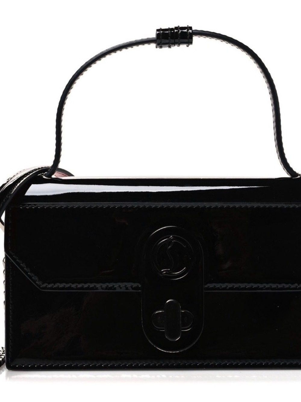 Christian Louboutin Black Patent Mini Box Bag with Top Handle
